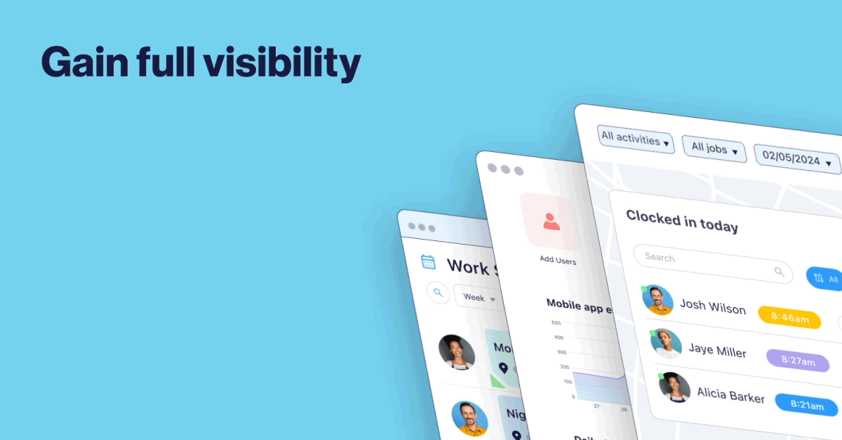 Connecteam geolocation time tracking animated creative